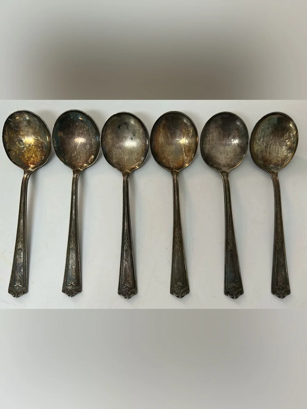 Antique-Style Silver Plated Tablespoon Tarnished Silver Finish Set Of Six
